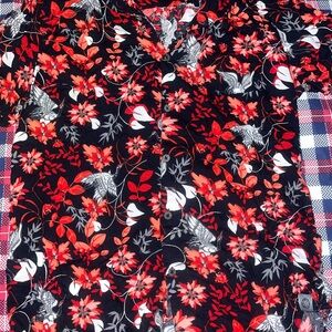 Free Planet Red and White Floral Shirt